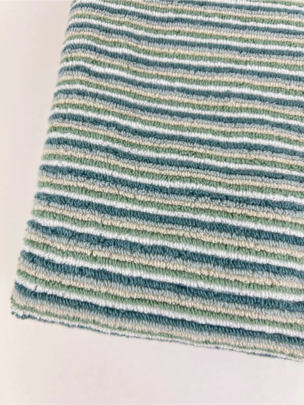 CARO Home Bath Towels Green Yellow White Striped Soft 100% Cotton 2 Pc Set NEW